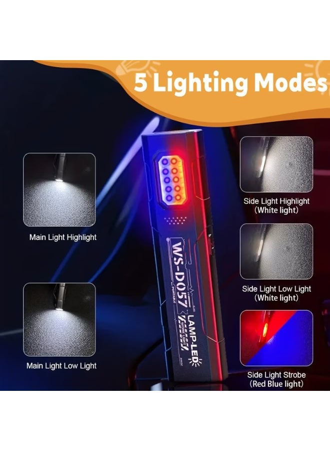 Arabash Multifunctional Rechargeable Handheld Flashlight, Repair Work Light, Portable LED Emergency Flash Light, Red/Blue Strobe Lighting for Camping, Hiking, Fishing, Walking - Image 3