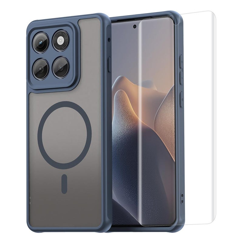 إنكاي جراب هاتف هات-برنس ماج سيف شفاف غير لامع مقاوم للصدمات لهاتف موتورولا إيدج 2025 مع طبقة هيدروجيل ناعمة (أزرق) - Image 1