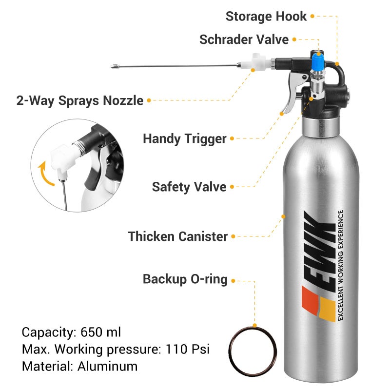 EWK EWK Patented Refillable Aluminum Aerosol Spray Can 110 psi/ 22 oz  - Image 2