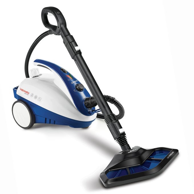 VAPORETTO SMART STEAM MOP AND STEAM CLEANER FOR CLEANING AND SANITIZING WITH 12 ATTACHMENTS WORKS FOR TILE FLOOR WITH GROUT CARPET CAR DETAILING HARDWOOD FURNITURE 1 YEAR WARRANTY