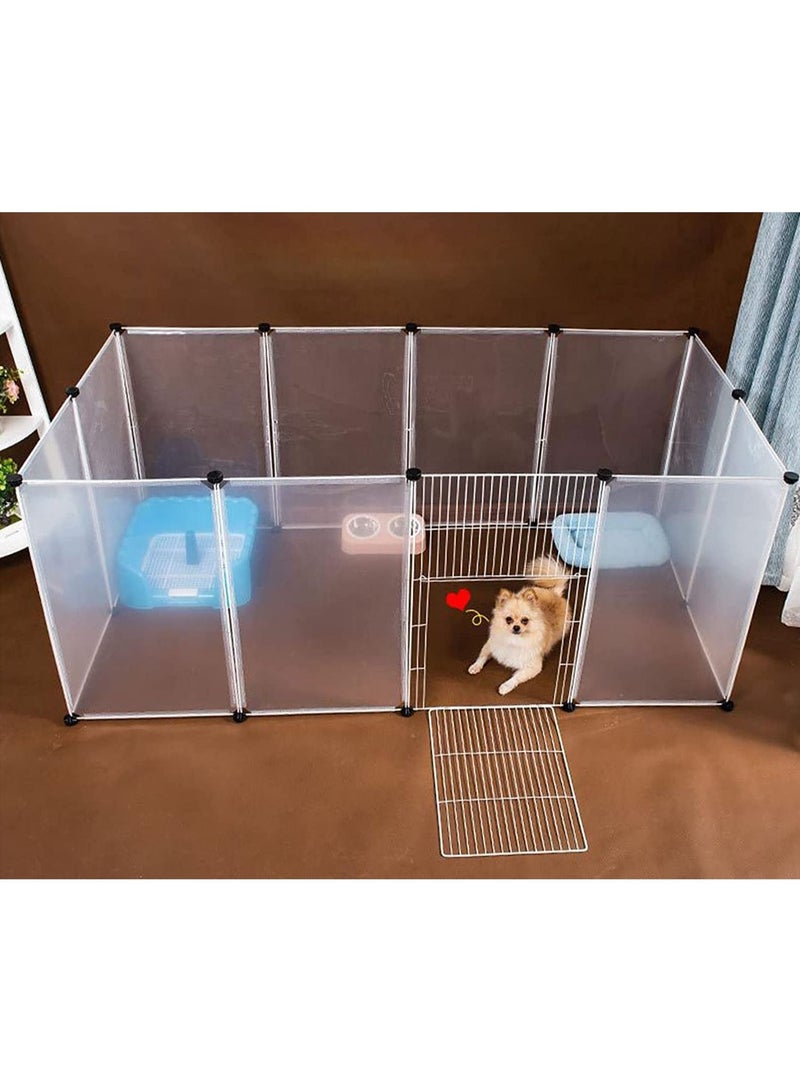 DubaiGallery Adjustable Size and Height of DIY Pet Playpen - Plastic Yard Fence for Small Animals - DIY Closet Organization System(Transparent White) - Image 2