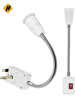 HuHa Flexible E27 Lamp Bulbs Holder Converter Adapter UK Plug AC Power to E27 LED Bulbs Socket Adapter with On/Off Switch Universal Metal Extension Wall Lights Base  - Image 1