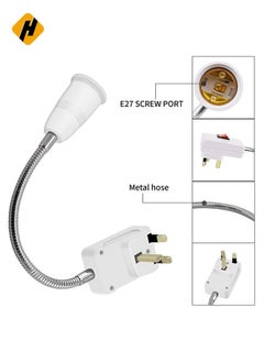 HuHa Flexible E27 Lamp Bulbs Holder Converter Adapter UK Plug AC Power to E27 LED Bulbs Socket Adapter with On/Off Switch Universal Metal Extension Wall Lights Base  - Image 3