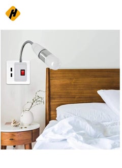 HuHa Flexible E27 Lamp Bulbs Holder Converter Adapter UK Plug AC Power to E27 LED Bulbs Socket Adapter with On/Off Switch Universal Metal Extension Wall Lights Base  - Image 4