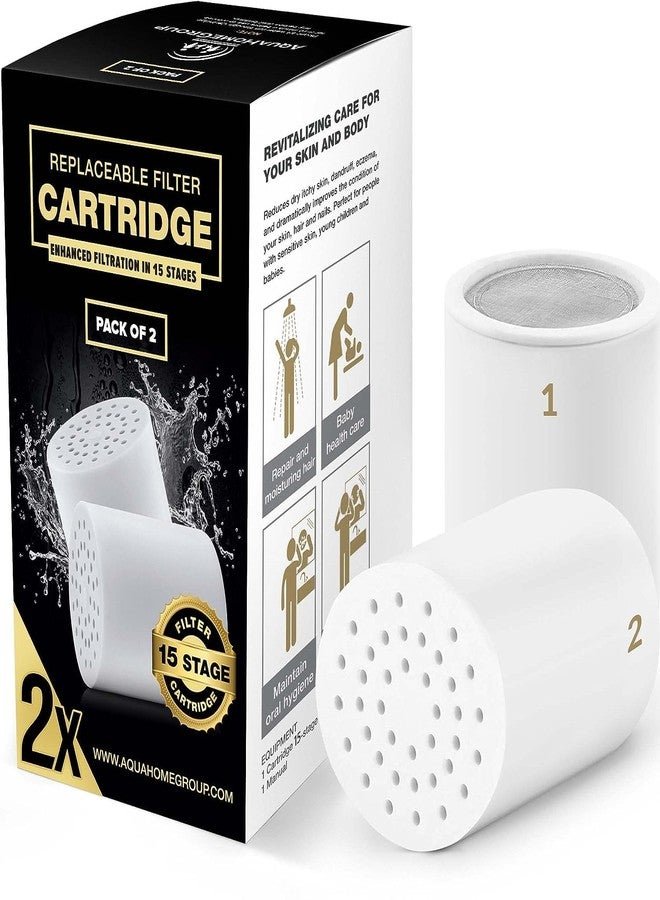BWDM 15-Stage Replacement Premium Filter Cartridge 2-Pack (No Housing), Compatible with Any Shower Filter of Similar Design Universal High Output (2 x Replacement Cartridge) - Image 1