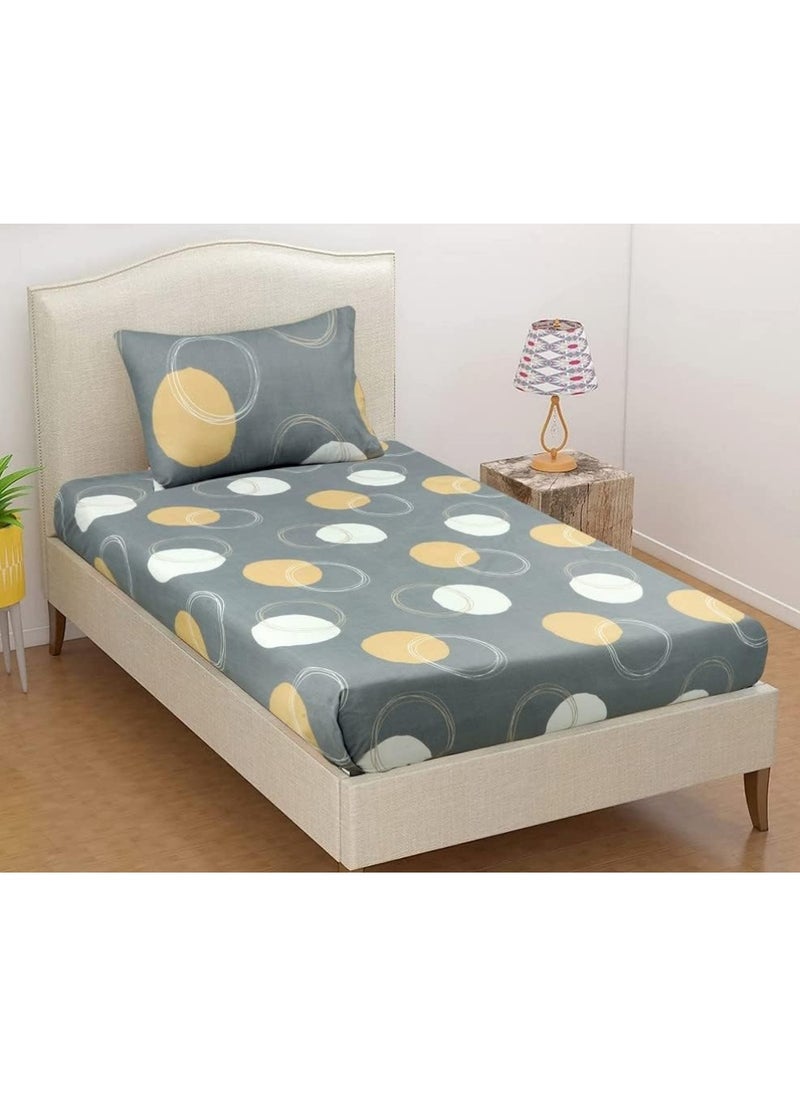 Rahalife - Classy 2Pc Flat Single Size Bedsheet Set Includes 1 Pc Bedsheet 160X230Cm &1 Pc Pillow Case 50X75Cm Polyester Assorted Design And Colour Single Mattress Sheet Bachelor Kids Room Bed Sheets - Image 1