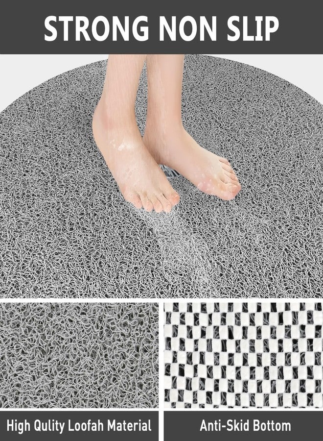 Mofonky Shower Mat Non Slip: 24 Inch Diameter Large Round Shower Mats with Drain Hole in Middle - Soft Loofah Great Drainage Shower Stall Matt for Inside Shower - Image 4