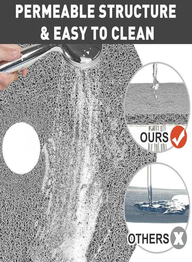 Mofonky Shower Mat Non Slip: 24 Inch Diameter Large Round Shower Mats with Drain Hole in Middle - Soft Loofah Great Drainage Shower Stall Matt for Inside Shower - Image 5