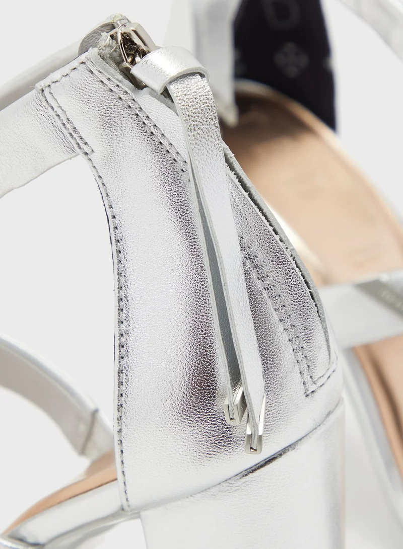 Ted Baker Alinrm Triple Strap High Heel Sandal - Silver