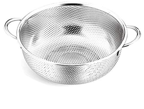 WENGTY Stainless Steel MicroPerforated Colander Kitchen Strainer Sieve with Handle Large 5 Quart Bowl Pasta Rice Fruit Vegetable Drainer Color Silver - Image 1