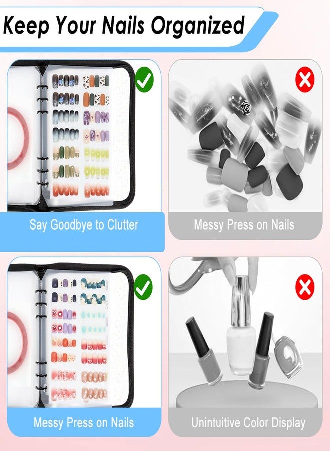 MAYCREATE® Press On Nail Organizer with 4 Insert Pages, A5 Size Reusable Fake Nail Swatch Collecting Book Polish Color Display Holder Container with Tape and Zipper Pocket - Image 5