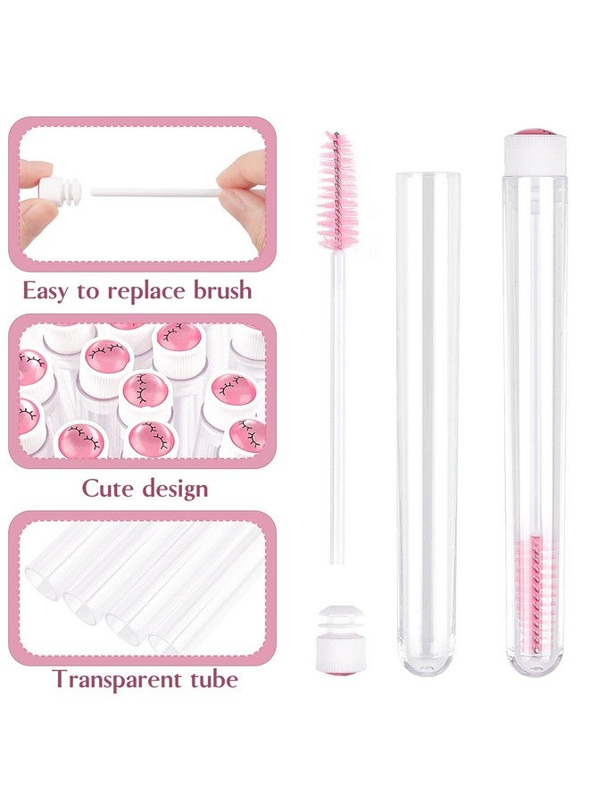 TUZAZO 80 Pieces Mascara Wand Tube Set 40 Diamond Empty Eyelash Brush Tubes Spoolies 40 Mascara Wand Lash Extension Brushes Applicators Makeup Tools (Pink Lash Style) - Image 4