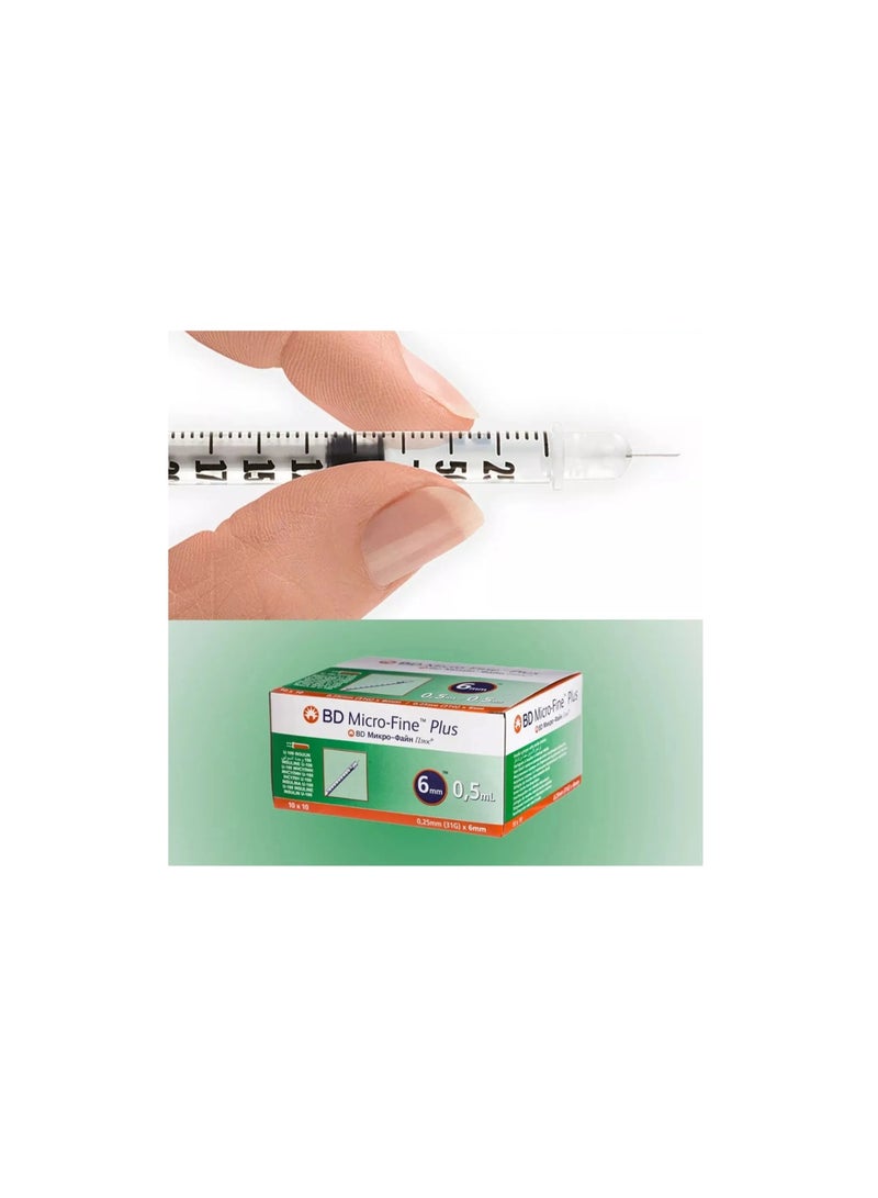 BD Micro-Fine BD MicroFine Plus 0.5ml Insulin syringes 31g x 6mm 100 peices - Image 3