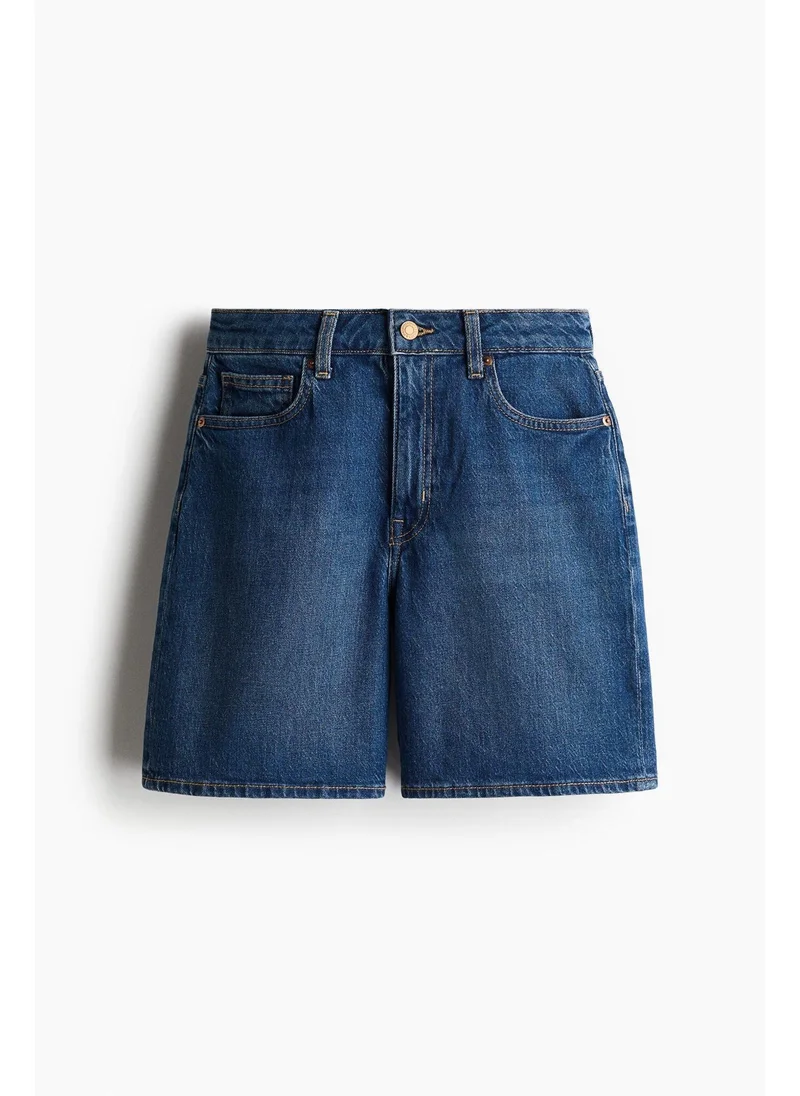 H&M Blue Medium Dusty High-waisted denim shorts for Women | Best Price UAE