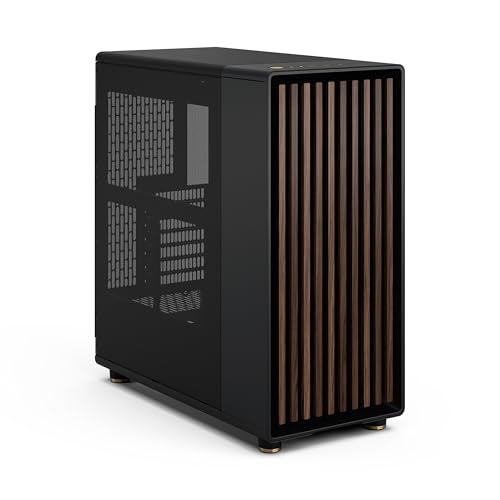 Fractal Design North - Genuine Walnut Wood Front - Mesh Side Panels - Two 140mm Aspect PWM Fans Included - Type C USB - ATX Airflow Mid Tower PC Gaming Case,Charcoal Black - Image 2