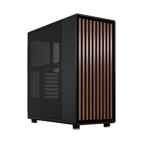 Fractal Design North - Genuine Walnut Wood Front - Mesh Side Panels - Two 140mm Aspect PWM Fans Included - Type C USB - ATX Airflow Mid Tower PC Gaming Case,Charcoal Black - Image 1