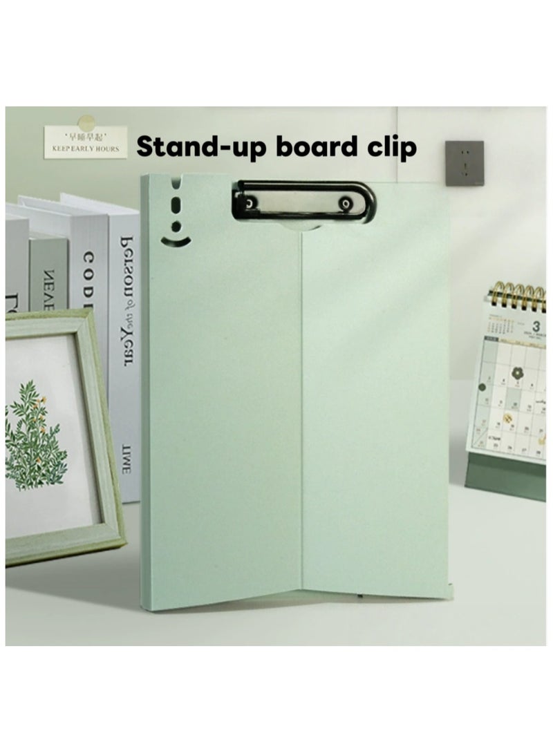 Foldable vertical board folder A4 folder student use clipboard writing board exam pad meeting record folder (light green) - Image 1