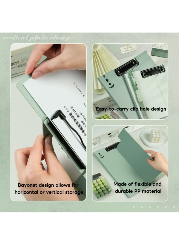 Foldable vertical board folder A4 folder student use clipboard writing board exam pad meeting record folder (light green) - Image 4