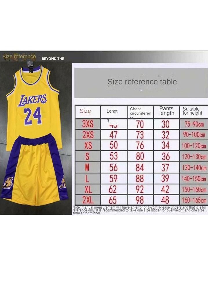 Generic Children's Jersey #24 Basketball Jersey, Sportswear Universal Sleeveless T-Shirt Shorts Jersey Set,Sports Suits Top+Shorts Set Kids Tracksuits  - Image 5