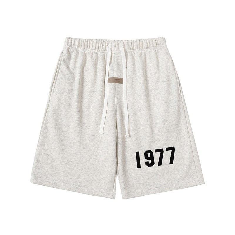 2022 1977 Flocking Letter Double Yarn Fabric Plus Size Loose High Street Fashion Brand Short Sleeve T-Shirt - Image 1
