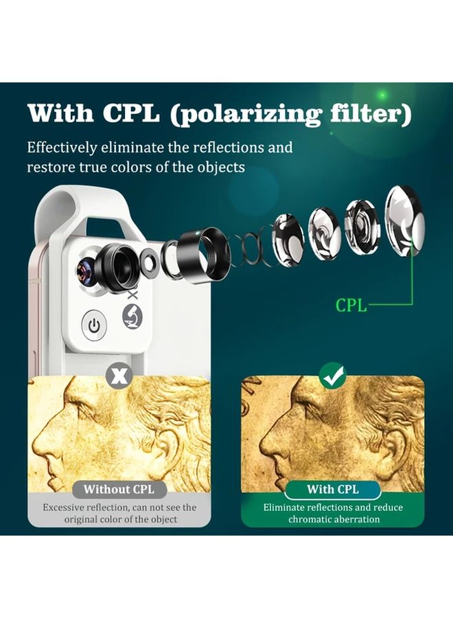 White Apexel 200X Phone Microscope With CPL Lens LED Light For iPhone All Phones - Image 5