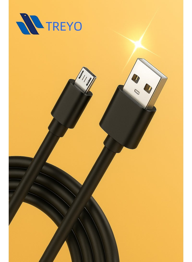 ترييو كابل شحن USB سريع لجهاز PS4، كابل Micro USB متين لأجهزة تحكم PS4، وسامسونج جالاكسي، وLG، وكيندل والمزيد - تصميم مقاوم للتشابك - Image 1