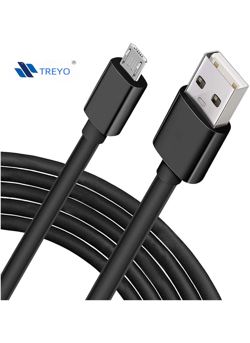TREYO Fast Charging PS4 USB Cable, Durable Micro USB Charger for PS4 Controllers, Samsung Galaxy, LG, Kindle, and More - Tangle-Free Design  - Image 1