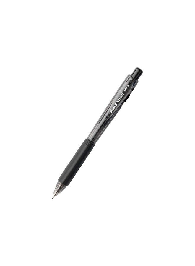 Pentel أقلام حبر جاف قابلة للسحب ® Wow!™ نقطة متوسطة 1.0 مم أسطوانات شفافة سوداء حبر أسود عبوة من 12 - Image 4