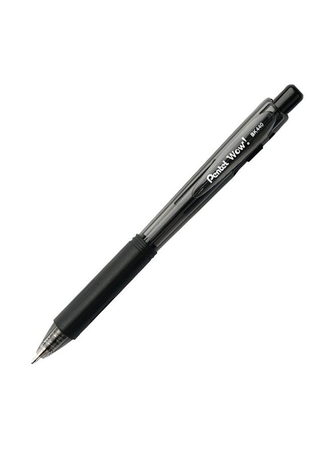 Pentel أقلام حبر جاف قابلة للسحب ® Wow!™ نقطة متوسطة 1.0 مم أسطوانات شفافة سوداء حبر أسود عبوة من 12 - Image 3