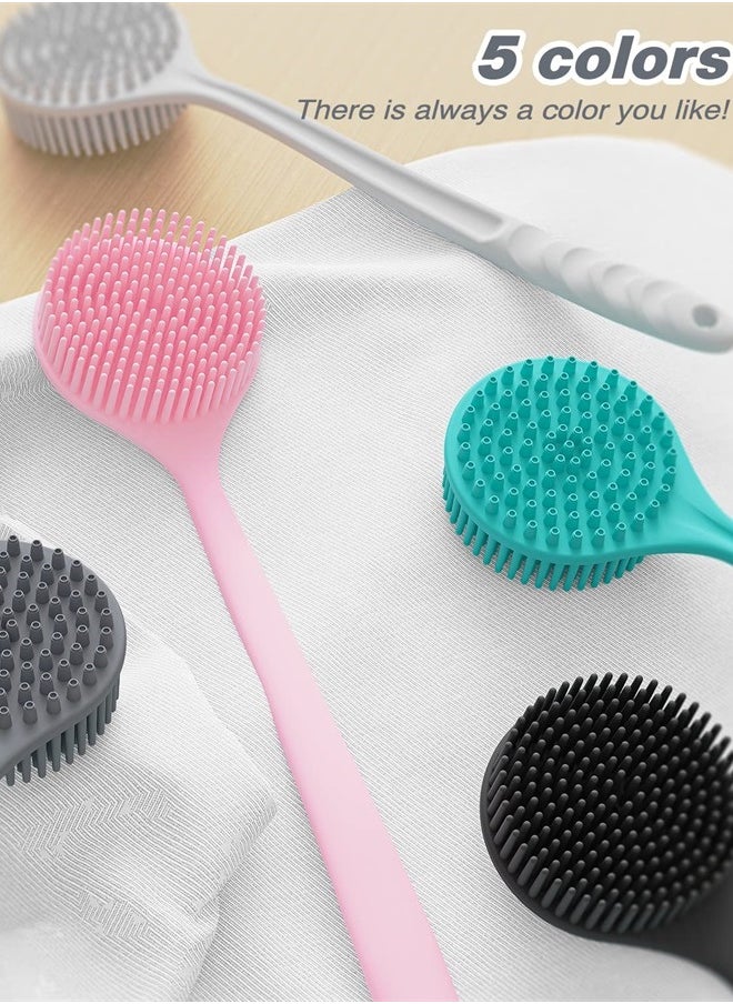 Manmihealth ManmiHealth Silicone Back Scrubber for Shower(Thick Bristles), Body Scrubber with 15'' Long Handle, Light & Easy-to-Hold Shower Brush for Skin Exfoliating and Massaging, Not Good in Lathering.(Black)  - Image 3