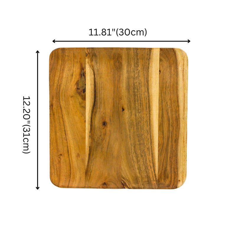 Natriel Premium Acacia Wood Serving Tray Wood Decorative Platter Premium Finish Decorative Sizzler Serving Platter for Cafe Home Kitchen Natural Finish - Image 4