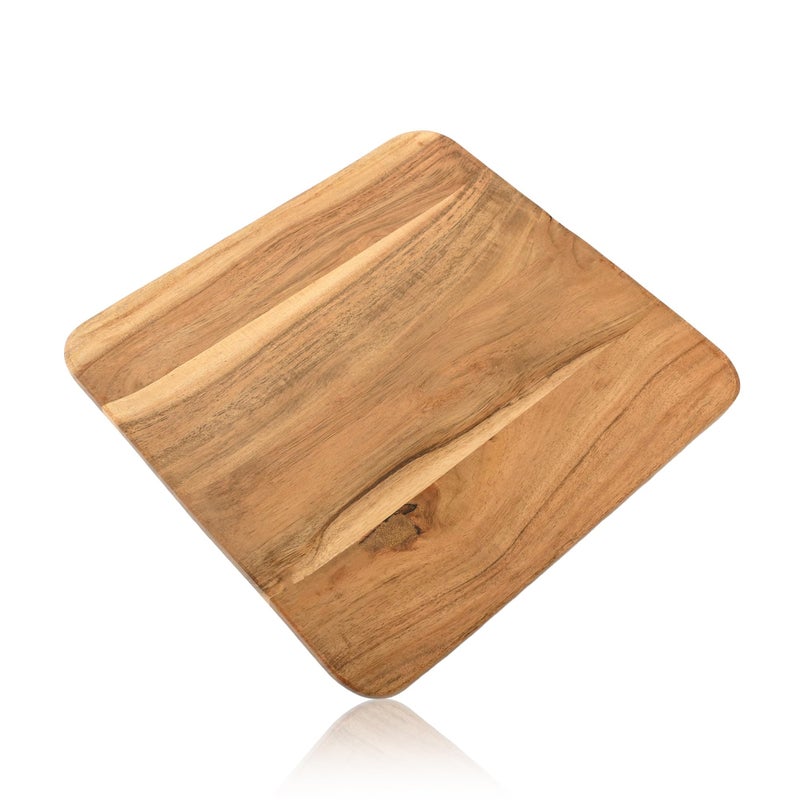 Natriel Premium Acacia Wood Serving Tray Wood Decorative Platter Premium Finish Decorative Sizzler Serving Platter for Cafe Home Kitchen Natural Finish - Image 2