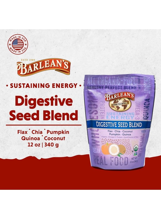 Barlean's Organic Digestive Seed Blend Fiber Supplement with Whole Chia, Ground Flax and Pumpkin Seeds, Quinoa, and Coconut, Rich in Omega 3 and Dietary Fiber, 12 oz - Image 1