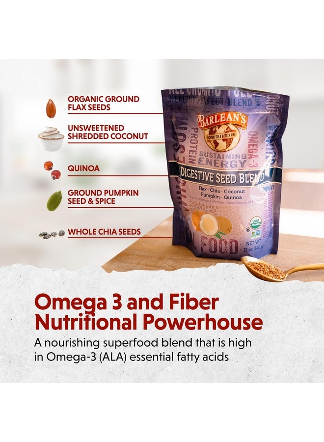 Barlean's Organic Digestive Seed Blend Fiber Supplement with Whole Chia, Ground Flax and Pumpkin Seeds, Quinoa, and Coconut, Rich in Omega 3 and Dietary Fiber, 12 oz - Image 2
