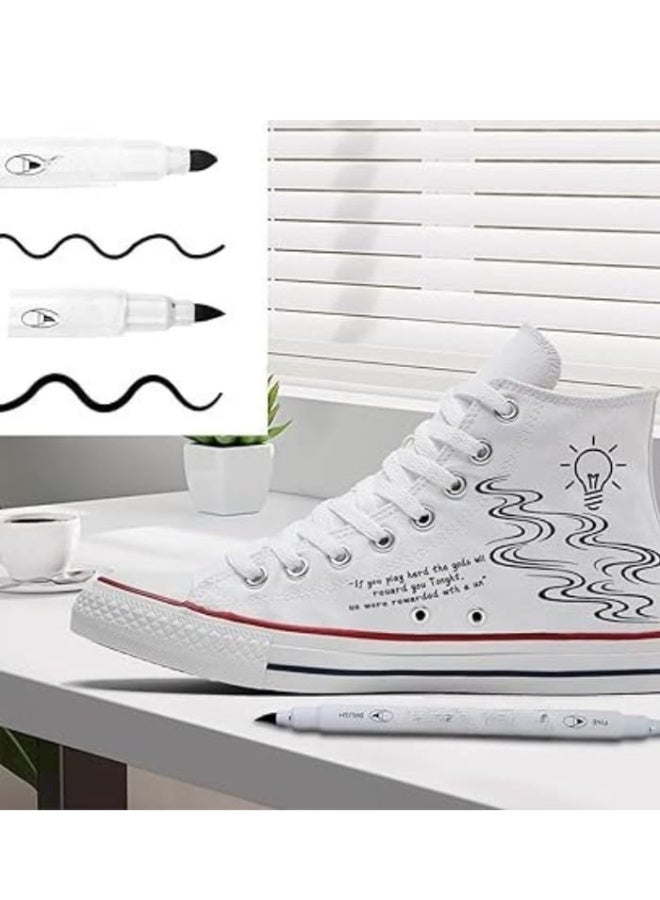 كاست ويف أقلام ماركر قماشية لتحديد القماش باللون الأسود مزدوجة الأطراف مقاومة للماء والبهتان للملابس وتلوين التيشيرتات والأحذية والشنط القماشية والطواقي والحرف اليدوية، 6 قطع - Image 4