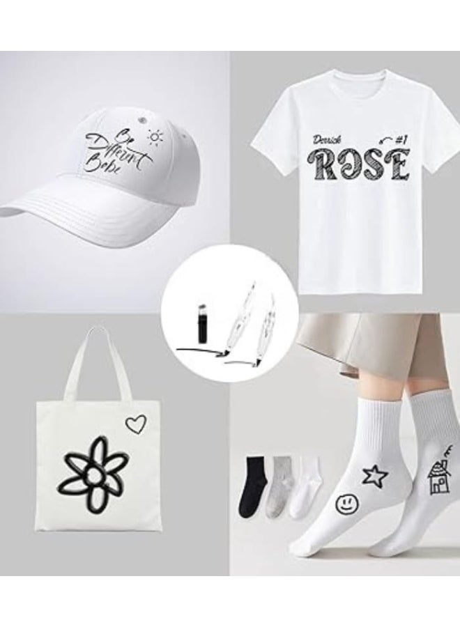 كاست ويف أقلام ماركر قماشية لتحديد القماش باللون الأسود مزدوجة الأطراف مقاومة للماء والبهتان للملابس وتلوين التيشيرتات والأحذية والشنط القماشية والطواقي والحرف اليدوية، 6 قطع - Image 5