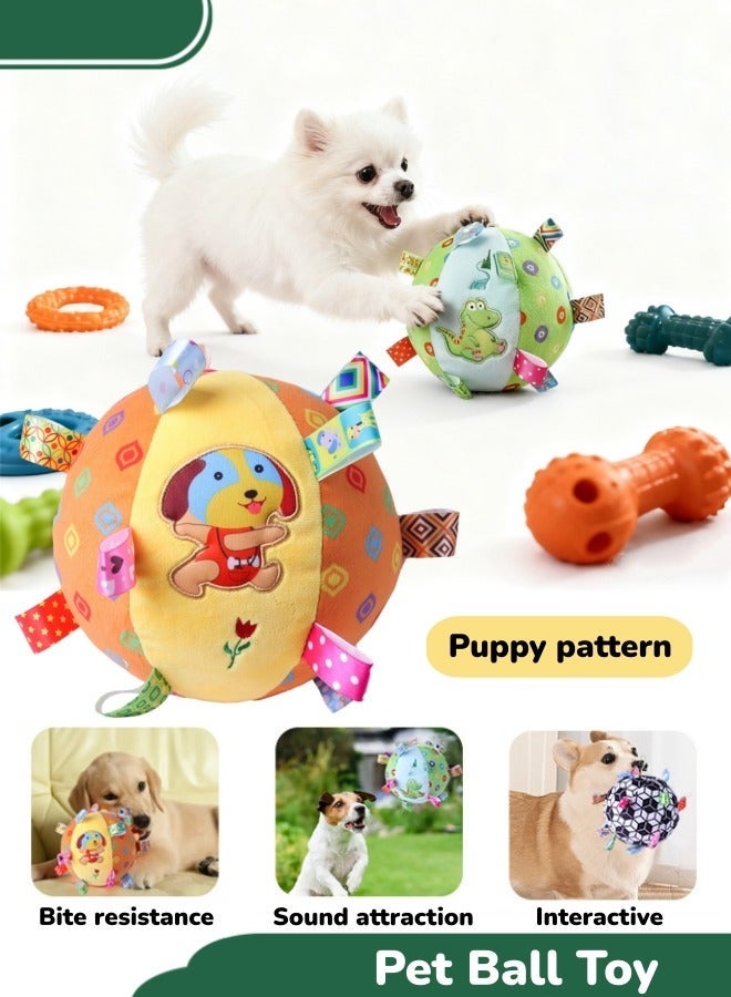 Pet Ball Toy,Interactive Balls For Dogs,Pet Rattle Ball,Interactive Dog Toy With Rolling,Pet Plush Toy,Wear-Resistant,Interactive,Bell Included,Pet Training,For Cat,Puppy,Medium Large Dogs - Image 1