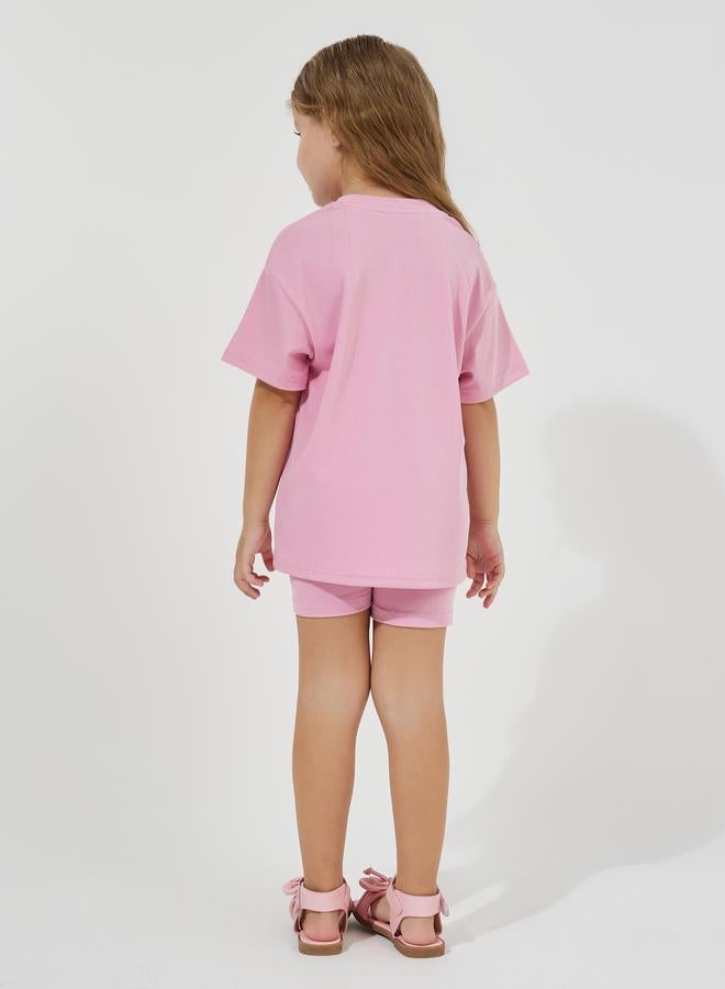 Styli Patch Detail Rib Oversized T-Shirt & Shorts Set  - Image 4