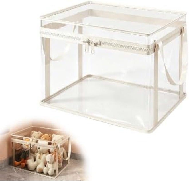 Large Clear Storage Bags with Zipper, 12.6" x 9.4" x 9.8" - White M - Image 3