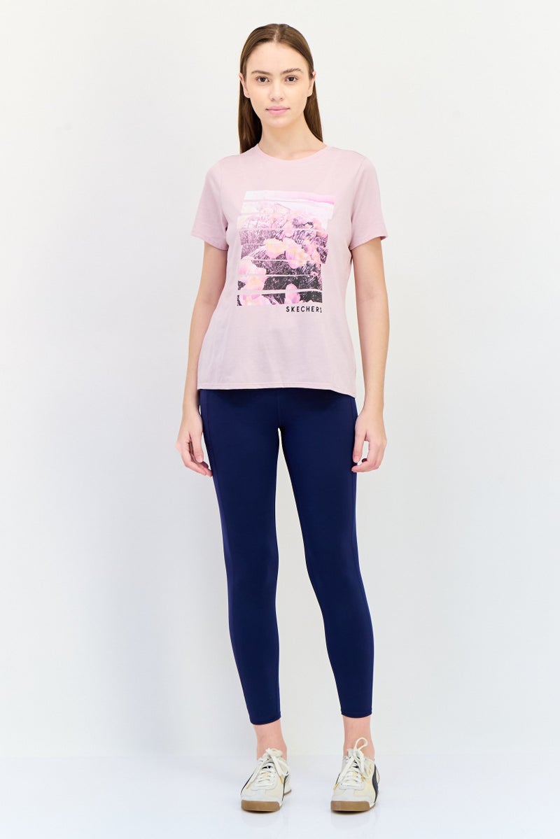 SKECHERS Women Sportswear Fit Short Sleeve Outdoor T-Shirt, Pink - Image 3