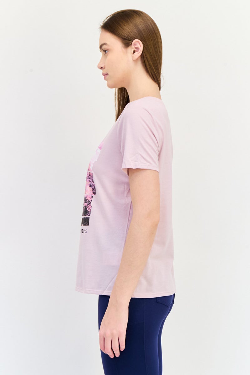 SKECHERS Women Sportswear Fit Short Sleeve Outdoor T-Shirt, Pink - Image 2