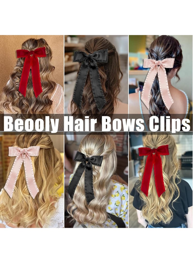 Hair Bows Set, Big Bow Hair Clips for Girls, Aesthetic Ponytail Holders for Women u0026 Teens, Cute Hair‘s Accessories for Daily Wear u0026 Special Occasions, Party (4-Piece, White,Red,Black,Pink) - Image 5