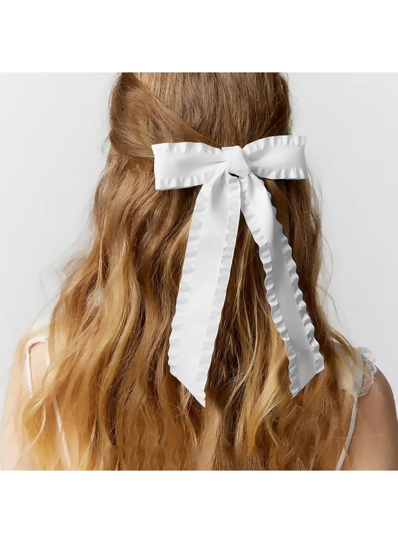 Hair Bows Set, Big Bow Hair Clips for Girls, Aesthetic Ponytail Holders for Women u0026 Teens, Cute Hair‘s Accessories for Daily Wear u0026 Special Occasions, Party (4-Piece, White,Red,Black,Pink) - Image 3