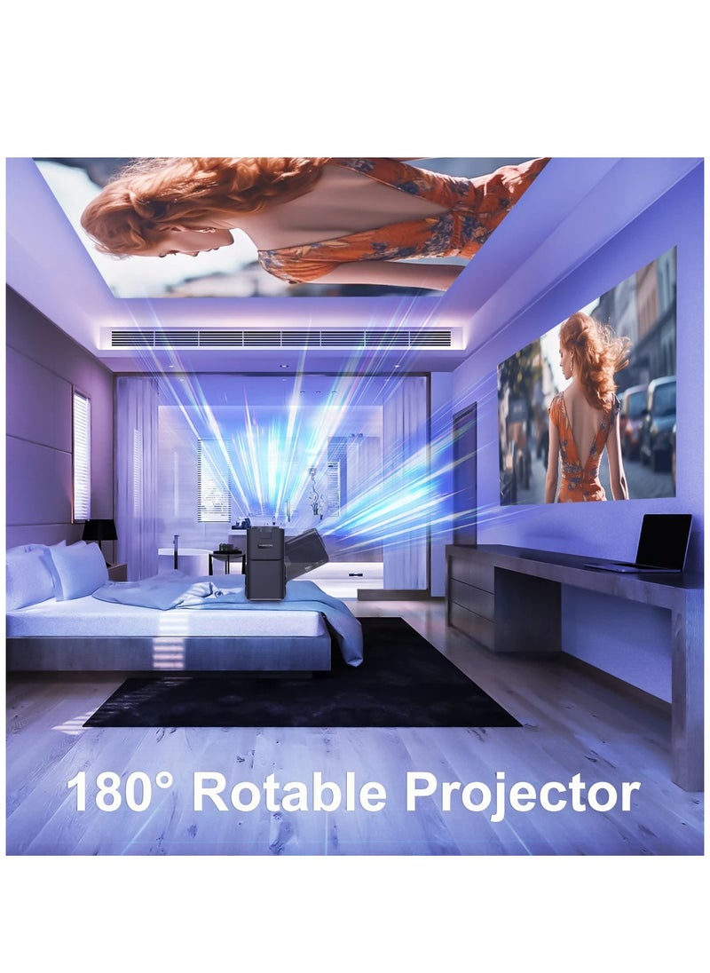Furtey - New HY320 Mini Portable Projector Auto Keystone Natvie 1080P 4K Supported 10000 Lumens Smart Projector with WiFi 6 BT 5.0 Screen Adjustment 180 Degree Rotation Built-in Android 11.0 OS - Image 1