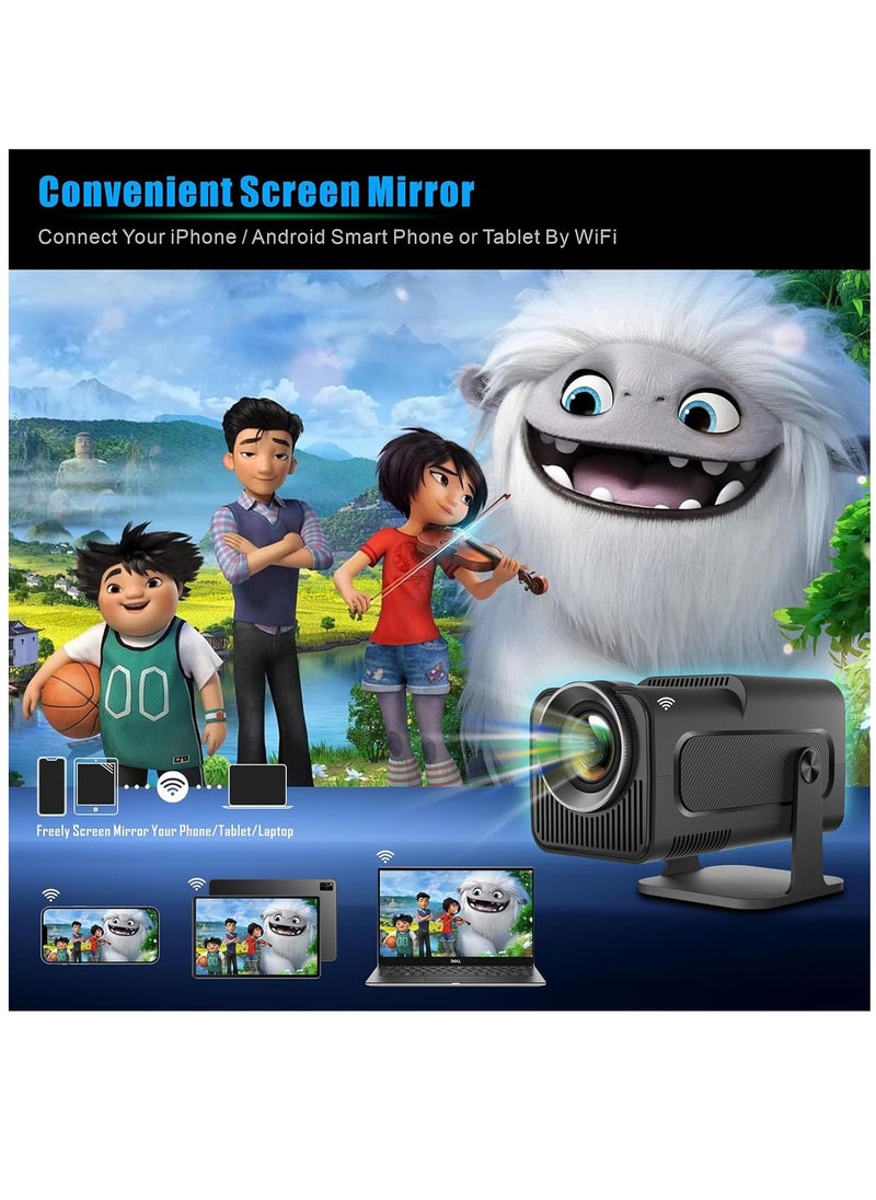 Furtey - New HY320 Mini Portable Projector Auto Keystone Natvie 1080P 4K Supported 10000 Lumens Smart Projector with WiFi 6 BT 5.0 Screen Adjustment 180 Degree Rotation Built-in Android 11.0 OS - Image 1