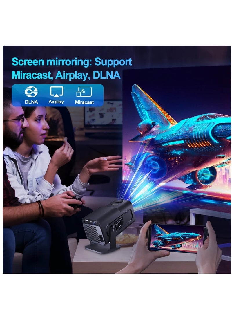 Furtey - New HY320 Mini Portable Projector Auto Keystone Natvie 1080P 4K Supported 10000 Lumens Smart Projector with WiFi 6 BT 5.0 Screen Adjustment 180 Degree Rotation Built-in Android 11.0 OS - Image 1