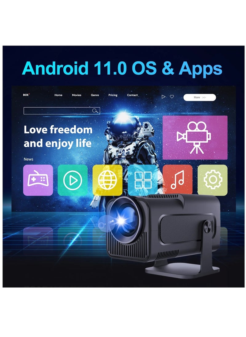 Furtey - New HY320 Mini Portable Projector Auto Keystone Natvie 1080P 4K Supported 10000 Lumens Smart Projector with WiFi 6 BT 5.0 Screen Adjustment 180 Degree Rotation Built-in Android 11.0 OS - Image 1