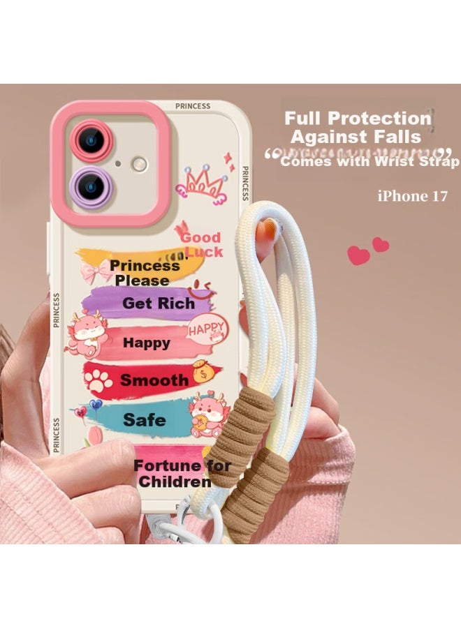 Jiang Ming Jiangming Iphone 17 Case, Slim Full Protection Camera Lens Cover, Shockproof Trendy Luxury Creative Cartoon Soft Shell For Men And Women, Princess Design With Lanyard - Image 1
