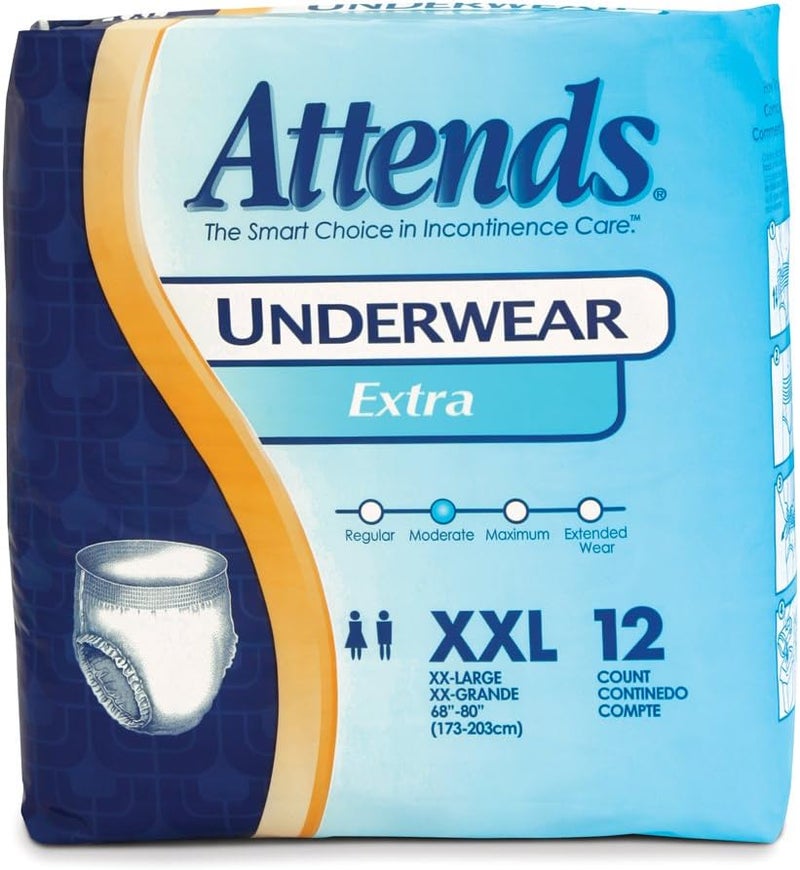 Incontinence Care Underwear for Adults Extra XXL 12 Count Pack of 4