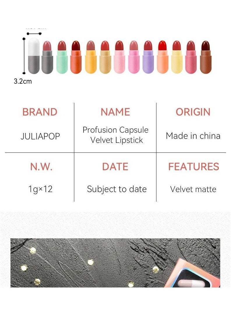 Mini 12 Color Capsule Lipstick Set Waterproof Non-Stick Cup Carry Pills Lasting+ - pzsku/ZB661C5E0103288EE950FZ/45/_/1704985564/e7c88683-a119-44a5-83ad-f41c2b3b7a6d